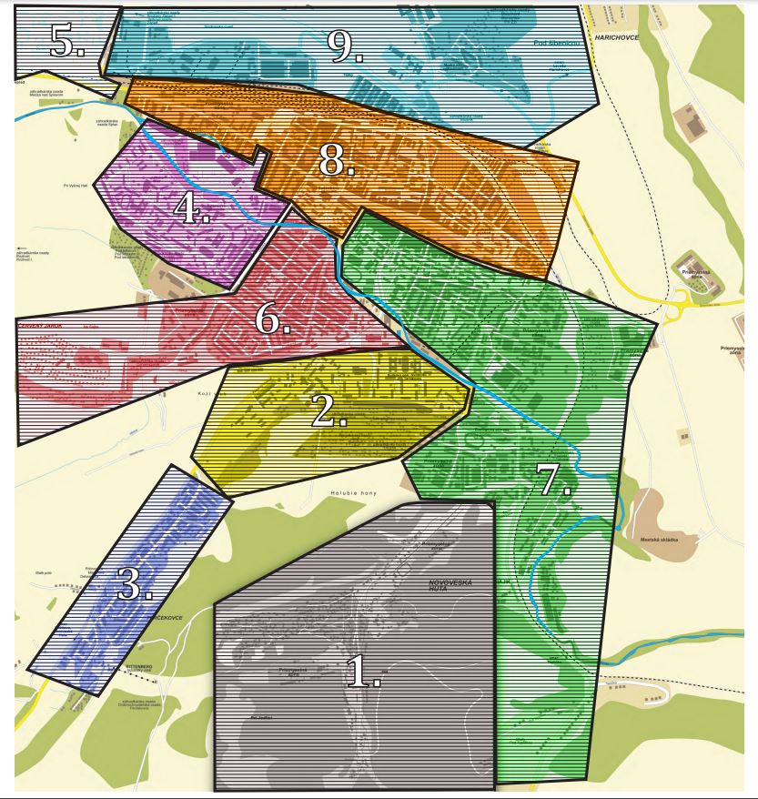 rozdelenie mesta podľa výborov